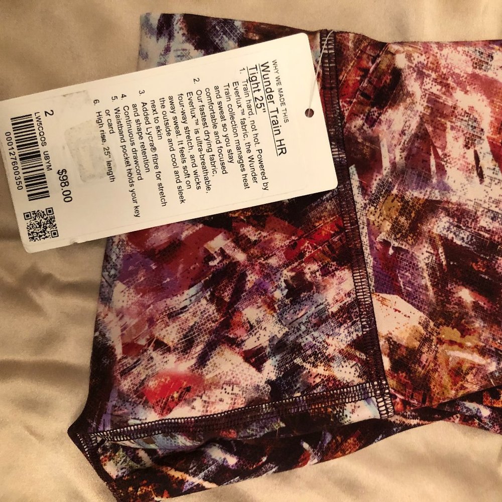 NWT lululemon. Wunder Train HR Tight 25. Size 2. UrbanTriCity Multicolor.